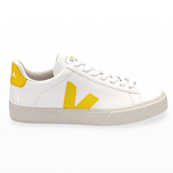 Veja Shoes - VEJA Campo Logo Leather Sneakers White Yellow Women’s Size 8